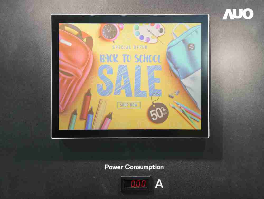 欧陆注册展示胆固醇液晶超低耗能户外全彩显示器，，，ChLC（胆固醇液晶）以双稳态技术使静态显示零功耗，，具省电、、、高彩度、、、环保的特性，，还整合软硬件系统解决方案，，，可透过单一云端平台管理